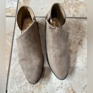 Beige Leather Booties